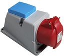 Surface socket-outlet and 2 pole schuko, 6h, 16A, IP44, 3P+N+E