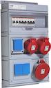 Modular Combi 63 A, M63/1, Plastic, One 16A, 32A and one 63A (346-415V) outlet (3P+N+E) MCB two S201 C16, one S203 C16, one S203 C32 One double schuko outlet (1P+E) 10/16A (250 V) and one single (three in total).