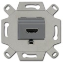 Механизм HDMI-розетки/разъёма, HDMI-type A, Full HD, 20 полюсов, цвет серый