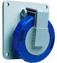 Socket-outlet, panel mounting, 6h, 32A, IP67, unified flange, angled, 2P+E