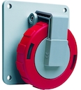 Socket-outlet, panel mounting, 9h, 32A, IP67, unified flange, angled, 3P+N+E