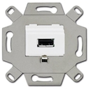 Механизм USB-розетки/разъёма, USB-type A, USB2.0, 5 полюсов, цвет альпийский белый