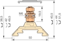 beige Railway Terminal Blocks HD35/16.F6.19.1 1 stud terminal M6 x 19,5 mm (.768") - Equipment : 1 bottom nut + 2 washers + with 1 spring washer + 1 top nut