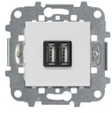 Механизм USB зарядного устройства, 2М, 2х750 мА / 1х1500 мА, серия Zenit, цвет альпийский белый