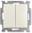 Механизм 2-клавишного, 1-полюсного выключателя с клавишей, серия Basic 55, цвет chalet-white