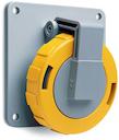 Socket-outlet, panel mounting, 4h, 32A, IP67, unified flange, angled, 3P+E