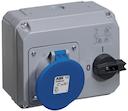 Switched interlocked socket-outlet, 6h, 63A, IP44, 2P+E