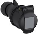 Black Connector, earthing sleeve position 6h,  rated current 32A, IP44 splashproof, 3-poles+neutral+earth, 50 - 60 Hertz, color code red