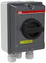 Safety switch including N- and PE-terminals, three cable glands included. Padlockable handle.