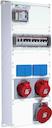 Modular Combi M63/2 JFB CTFLOne 16A, 32A and one 63A (346-415V) outlet (3P+N+E)MCB two S201 C16, one S203 C16, one S203 C32 and one S203 C63Two double schuko outlet (1P+E) 10/16A (250 V)RCD F204 A-63/0,03Covered top, Multi flange FL21 down
