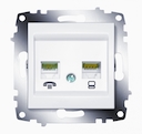 Розетка компьютерная Cosmo (RJ45, RJ11, под рамку, в кабель-канал, с/у, белый)