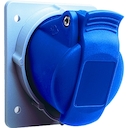 Socket-outlet, panel mounting, 4h, 16A, IP44, minimized flange, angled, 2P+E