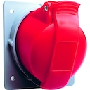 Socket-outlet, panel mounting, 6h, 16A, IP44, minimized flange, angled, 3P+E
