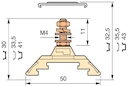 yellow Railway Terminal Blocks HD4/9.F4.2 for lugs with partition - stud connection, 2 studs M 5 x 16