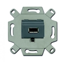 Механизм USB-розетки/разъёма, USB-type A, USB2.0, 5 полюсов, цвет серый