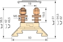 beige Railway Terminal Blocks HD10/12.FF5 1 stud terminal M5 x 19,5 mm (.768") - Equipment : H 130 self locking nut + TREP 3L washer + washer