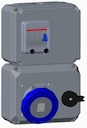 Розетка с рубильником, механической блокировкой и УЗО 263MPR6W, 63А, 2Р+Е, IP67, 6ч