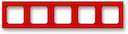 Рамка ABB Levit 5 постов красный / дымчатый чёрный