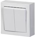 ABB Выключатель двухклавишный, накладного монтажа, Impressivo, 2 доп.клеммы, белый