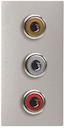 Механизм 3xRCA разъёма, красный+белый, 1-модульный, серия Zenit, цвет серебристый