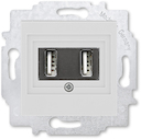 USB зарядка двойная ABB Levit серый