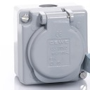 ABB Розетка с/з в металлическом корпусе UJ110/2, 2P+E, IP44 с крышкой, 10/16A, 250В