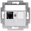 Розетка информационная ABB Levit RJ45 категория 6 и заглушка серебро
