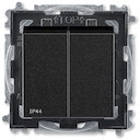 Выключатель двухклавишный ABB Levit IP44 антрацит / дымчатый чёрный