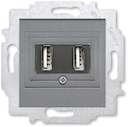 USB зарядка двойная ABB Levit сталь