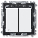 Выключатель двухклавишный ABB Levit IP44 белый / дымчатый чёрный