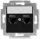 Розетка информационная ABB Levit двойная 2хRJ45 категория 6 антрацит