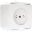 Прага Розетка 1-местная 10А без заземления IP44 белая с защ. штор. EKF Simple