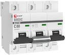 Автоматический выключатель 3P  80А (C) 10kA ВА 47-100 EKF Basic