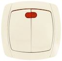Париж Выключатель 2-клавишный с индикатором 10А бежевый EKF Simple