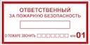 Наклейка "Ответственный за пожарную безопасность" B03 (100х200мм.) PROxima