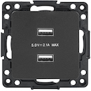 Стокгольм Механизм Розетки USB 2-местной 2,1А  черный  EKF PROxima