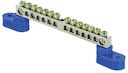 Шина "0" N (6x9мм) 14 отв. никель 2 синих угловых изолятора PROxima