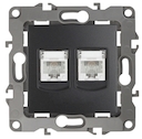 12-3106-05 Эл/ус ЭРА Розетка телефонная двойная 2XRJ11, IP20, Эра12, антрацит