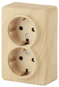 11-2206-11 Эл/ус ЭРА Розетка 2х2P+E Schuko со шторками, 16A-250В, IP20, ОУ, Эра Эксперт, сосна