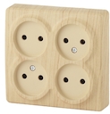 11-2210-11 Эл/ус ЭРА Розетка 4х2P, 16A-250В, IP20, ОУ, Эра Эксперт, сосна