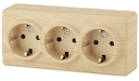 11-2208-11 Эл/ус ЭРА Розетка 3х2P+E Schuko, 16A-250В, IP20, ОУ, Эра Эксперт, сосна
