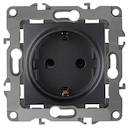 12-2102-05 Эл/ус ЭРА Розетка 2P+E Schuko со шторками, 16A-250В, IP20, Эра12, антрацит