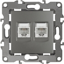 12-3106-12 Эл/ус ЭРА Розетка телефонная двойная 2XRJ11, IP20, Эра12, графит