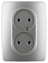 12-2107-03 Эл/ус ЭРА Розетка 2X2P, 16A-250В, IP20, Эра12, алюминий
