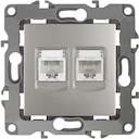 12-3109-15 Эл/ус ЭРА Розетка комбинированная RJ45+RJ11, IP20, Эра12, перламутр