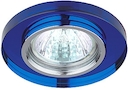 DK7 CH/BL Светильник ЭРА декор стекло круглое MR16,12V/220V, 50W, хром/синий (5/50/1750)