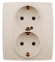 12-2104-02 Эл/ус ЭРА Розетка 2X2P+E Schuko со шторками, 16A-250В, IP20, Эра12, слоновая кость
