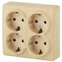 11-2211-11 Эл/ус ЭРА Розетка 4х2P+E Schuko со шторками, 16A-250В, IP20, ОУ, Эра Эксперт, сосна