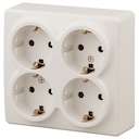 11-2211-02 Эл/ус ЭРА Розетка 4х2P+E Schuko со шторками, 16A-250В, IP20, ОУ, Эра Эксперт, сл.кость