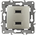 12-4110-04 Эл/ус ЭРА Устройство зарядное USB, 230В/5В-2100мА, IP20, Эра12, шампань
